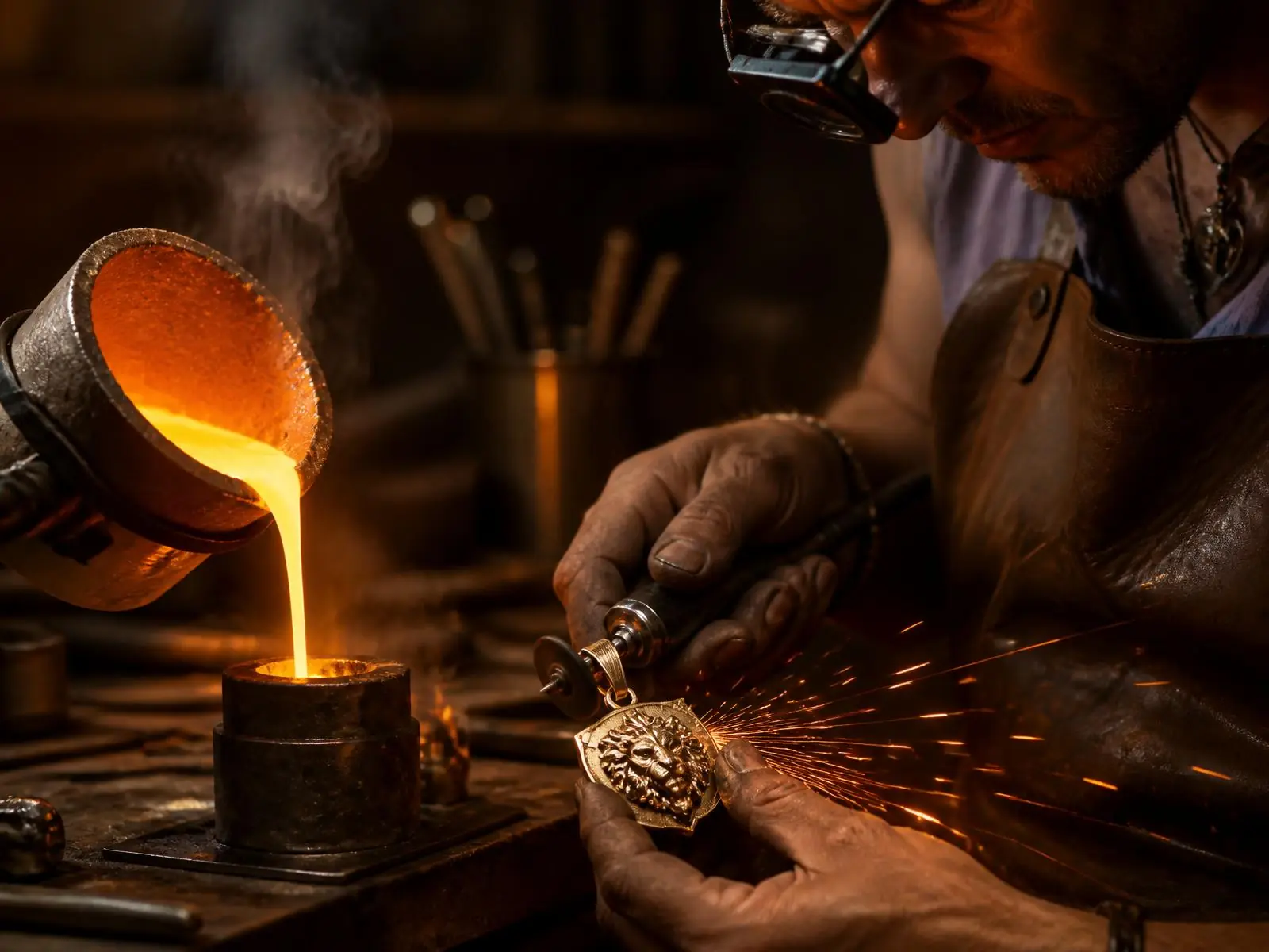Poured, filed, polished by hand