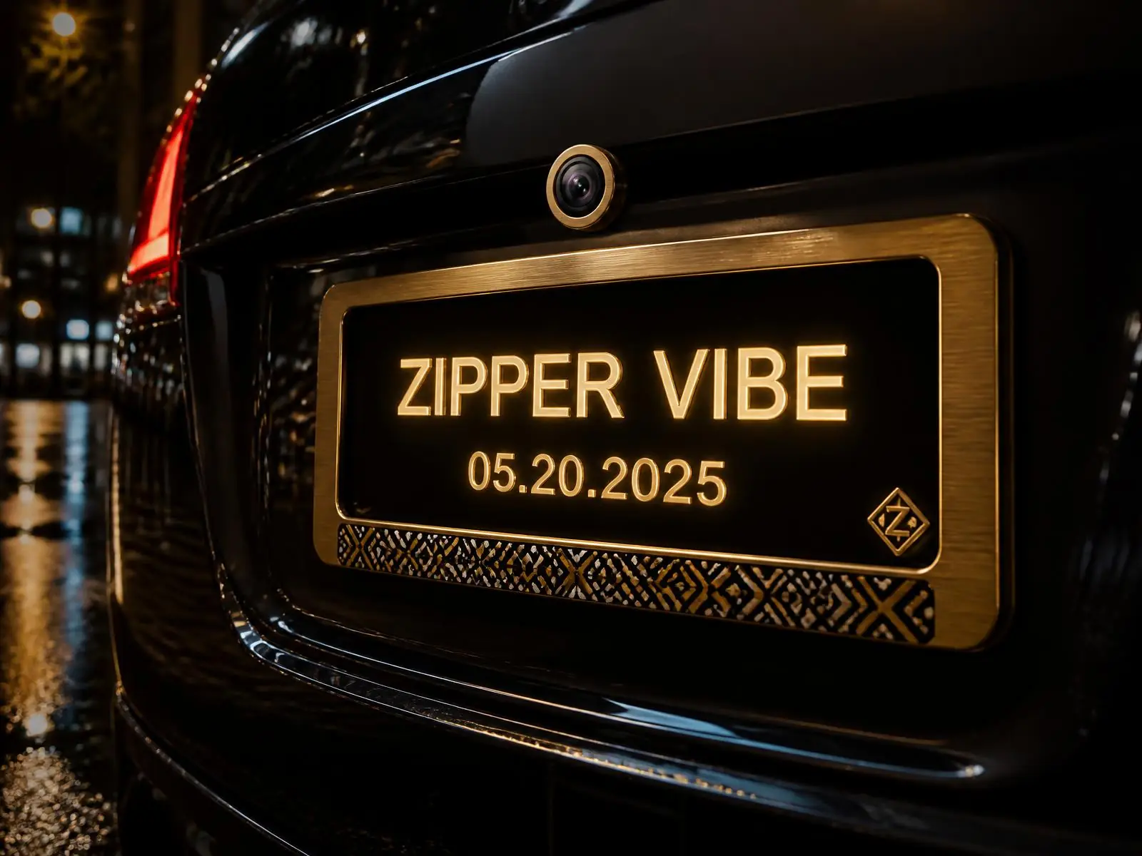 Digital License Plate — Display what moves you., finished with the house African heritage cloth signature