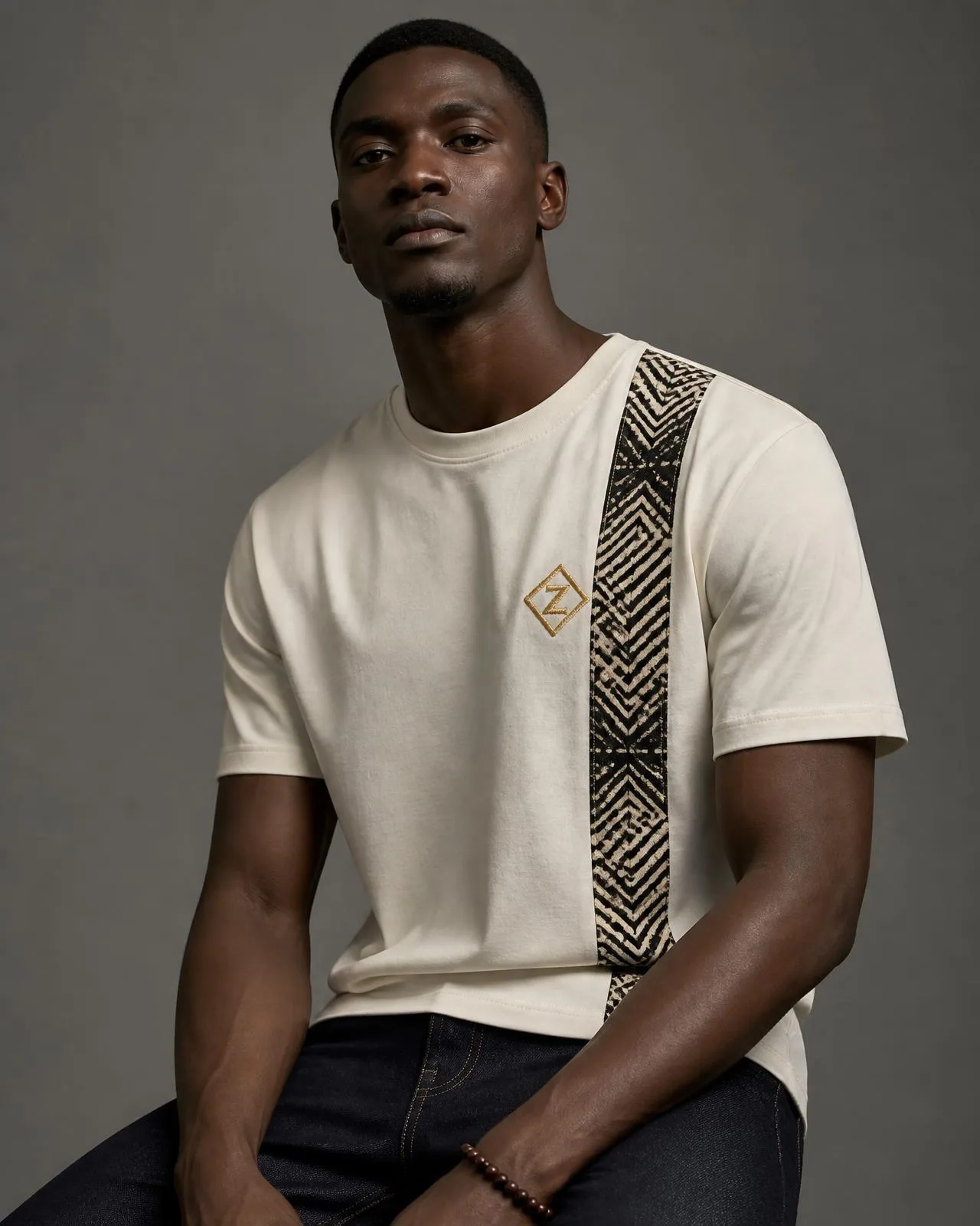 Z-Tee Homme™ — One panel says everything., finished with the house African heritage cloth signature